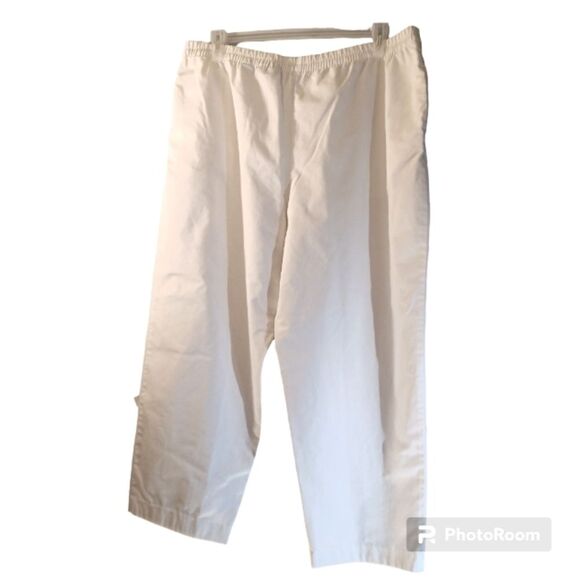 Karen Scott Petite Plus White Cotton Pull on Pants with Pockets sz 18P - Picture 2 of 3